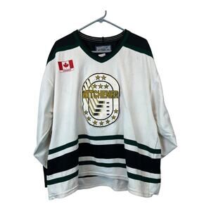 Bauer Hockey Jersey Kitchener Canada Mens Large White Black Gold Sports 35